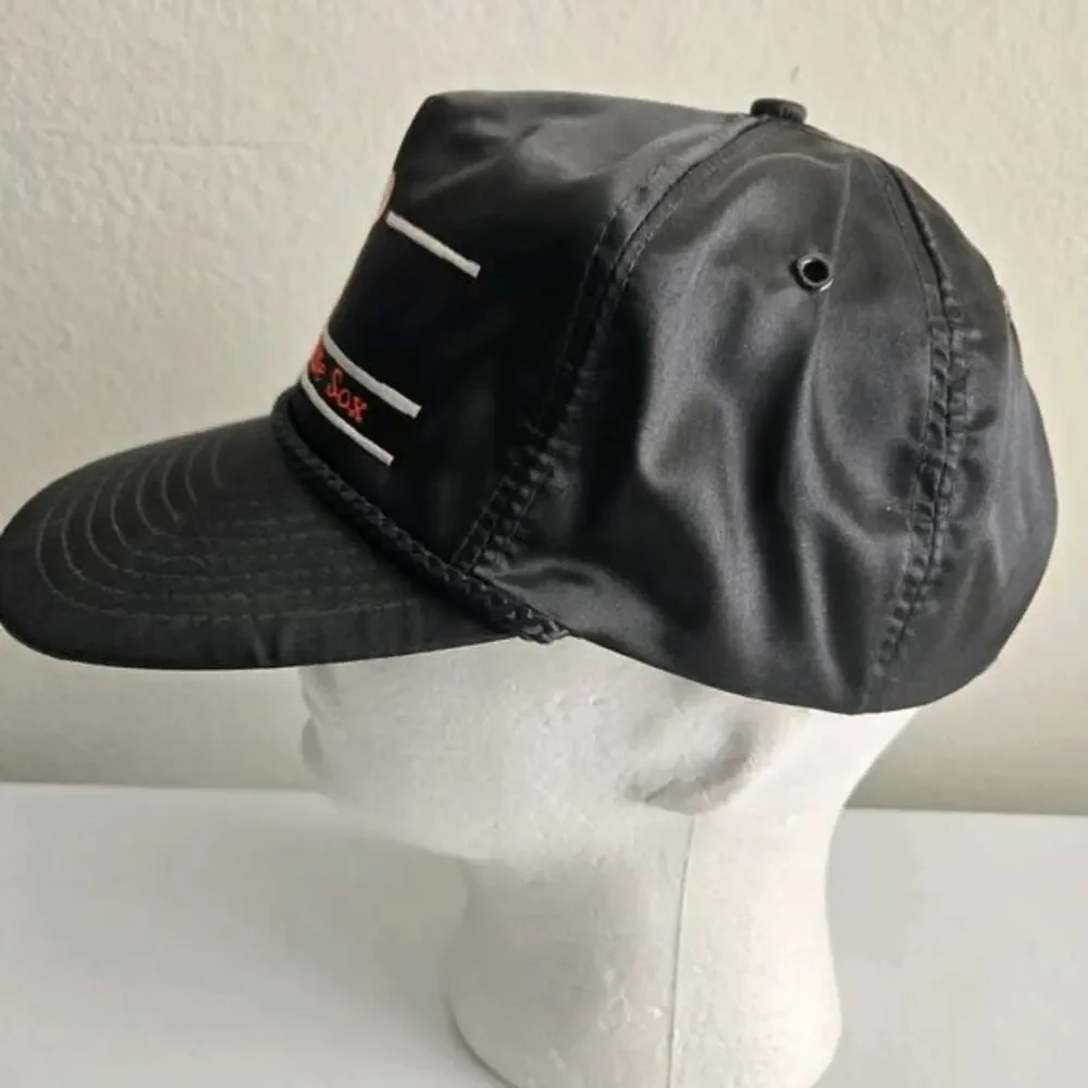 Vintage‎ Chicago White Sox Adjustable Hat Cap Black Split Bar Nylon Nissin Rare